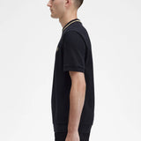 FRED PERRY CREW NECK PIQUE TSHIRT - BLACK