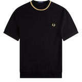 FRED PERRY CREW NECK PIQUE TSHIRT - BLACK