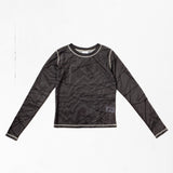 CANDICE UNISEX SCRIBBLE MESH TOP - BLACK / BROWN