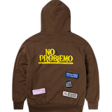 NO PROBLEMO STICKER ZIP THRU HOODIE - BROWN