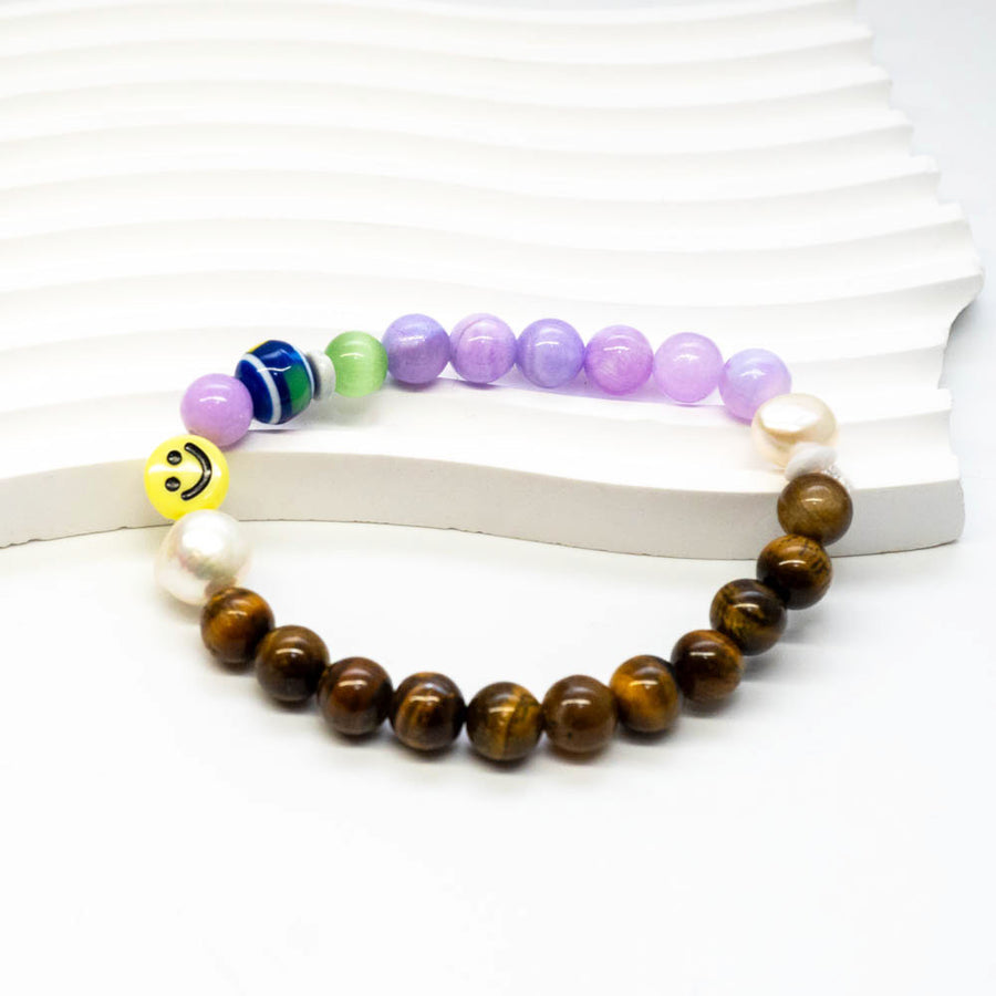 1ST PRODUCT + NORTHERN SKY BEADED BRACELET - TIGER LILAC SMILEY