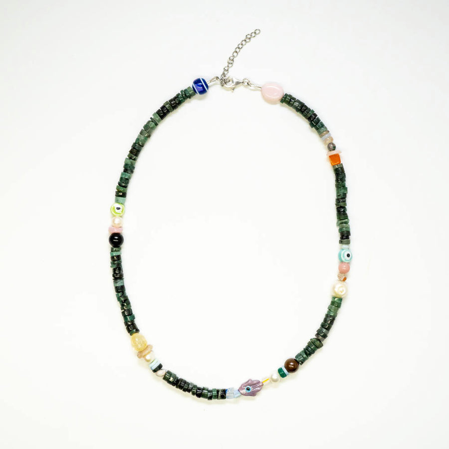 1ST PRODUCT + NORTHERN SKY PEARL MULTI BEAD LONG NECKLACE - EMERALD