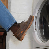 1ST PRODUCT + WILD RHINO PEAKED 3 EYE LUG MOC BOAT - DARK BROWN