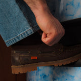 1ST PRODUCT + WILD RHINO PEAKED 3 EYE LUG MOC BOAT - DARK BROWN