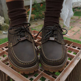 1ST PRODUCT + WILD RHINO PEAKED 3 EYE LUG MOC BOAT - DARK BROWN