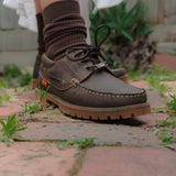 1ST PRODUCT + WILD RHINO PEAKED 3 EYE LUG MOC BOAT - DARK BROWN