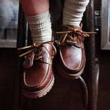 1ST PRODUCT + WILD RHINO PEAKED 3 EYE LUG MOC BOAT - COGNAC