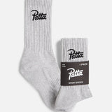 PATTA SCRIPT LOGO SOCKS - MELANGE GREY