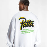 PATTA BLOCK PARTY CREWNECK SWEATER  - LIGHT GREY MELANGE / WHITE