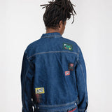 PATTA WHOLE LOTTA LABELS DENIM JACKET - BLUE