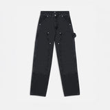 PATTA DOUBLE KNEE DENIM PANTS - BLACK