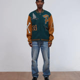 PATTA VARSITY KNITTED CARDIGAN - PINE GROVE