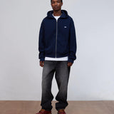 PATTA WAFFLE REVERSIBLE ZIP UP HOODED SWEATSHIRT - NAVY IRIS