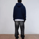 PATTA WAFFLE REVERSIBLE ZIP UP HOODED SWEATSHIRT - NAVY IRIS