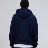 PATTA WAFFLE REVERSIBLE ZIP UP HOODED SWEATSHIRT - NAVY IRIS