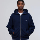 PATTA WAFFLE REVERSIBLE ZIP UP HOODED SWEATSHIRT - NAVY IRIS
