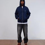 PATTA WAFFLE REVERSIBLE ZIP UP HOODED SWEATSHIRT - NAVY IRIS