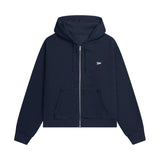 PATTA WAFFLE REVERSIBLE ZIP UP HOODED SWEATSHIRT - NAVY IRIS