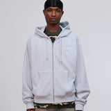 PATTA WAFFLE REVERSIBLE ZIP UP HOODED SWEATSHIRT - GREY HEATHER