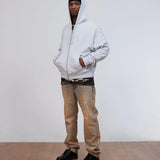 PATTA WAFFLE REVERSIBLE ZIP UP HOODED SWEATSHIRT - GREY HEATHER
