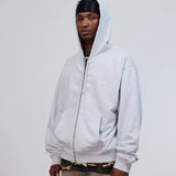 PATTA WAFFLE REVERSIBLE ZIP UP HOODED SWEATSHIRT - GREY HEATHER