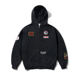 BUTTER + PEANUTS PATCHES ZIPTHRU HOODIE - WASHED BLACK