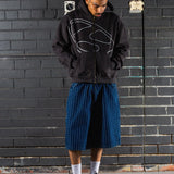 BUZZCUT SEEKER PINSTRIPE DENIM SHORTS - BLUE