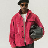 COLOUR PLANE MOLESKIN FRENCH CHORE JACKET - FROMBASIE RED