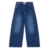 COLOUR PLANE 13.5oz WASHED PAINT SPLAT DENIM - BLUE