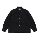 COLOUR PLANE MOLESKIN FRENCH CHORE JACKET - NOIR BLACK