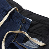 BUTTER PLEATED HERRINGBONE DENIM SHORTS - INDIGO NAVY