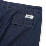 BUTTER PLEATED HERRINGBONE DENIM SHORTS - INDIGO NAVY