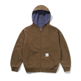 BUTTER REVERSIBLE WAFFLE ZIP-THRU HOOD - WASHED BROWN / BLUE