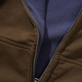 BUTTER REVERSIBLE WAFFLE ZIP-THRU HOOD - WASHED BROWN / BLUE