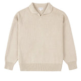 SEVA MONT KNITTED POLO SWEATER - OATMEAL
