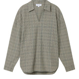 SEVA MONT CANVAS V-NECK PLAID LS SHIRT - BROWN PLAID