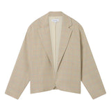 SEVA MONT RELAXED PLAID BLAZER - OATMEAL / SKY BLUE / COPPER PLAID