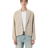 SEVA MONT RELAXED PLAID BLAZER - OATMEAL / SKY BLUE / COPPER PLAID