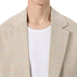 SEVA MONT RELAXED PLAID BLAZER - OATMEAL / SKY BLUE / COPPER PLAID