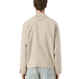 SEVA MONT RELAXED PLAID BLAZER - OATMEAL / SKY BLUE / COPPER PLAID