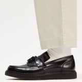 FRED PERRY + GEORGE COX LEATHER TASSEL LOAFER - BLACK