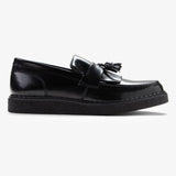 FRED PERRY + GEORGE COX LEATHER TASSEL LOAFER - BLACK