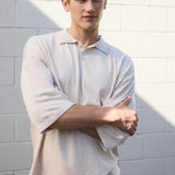 SEVA MONT 3/4 KNIT POLO - CAFFE LATTE