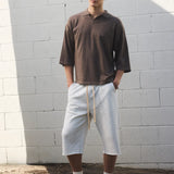 SEVA MONT 3/4 KNIT POLO - CHOCOLATE