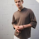 SEVA MONT 3/4 KNIT POLO - CHOCOLATE