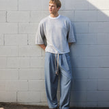 SEVA MONT PINSTRIPE BARREL LEG PANT - BLUE