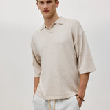 SEVA MONT 3/4 KNIT POLO - CAFFE LATTE