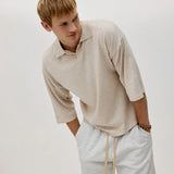 SEVA MONT 3/4 KNIT POLO - CAFFE LATTE