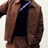 CANDICE AIR NYLON SHIRT JACKET - BROWN