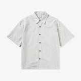 CANDICE ENTREE OXFORD STRIPE SS SHIRT - GREEN